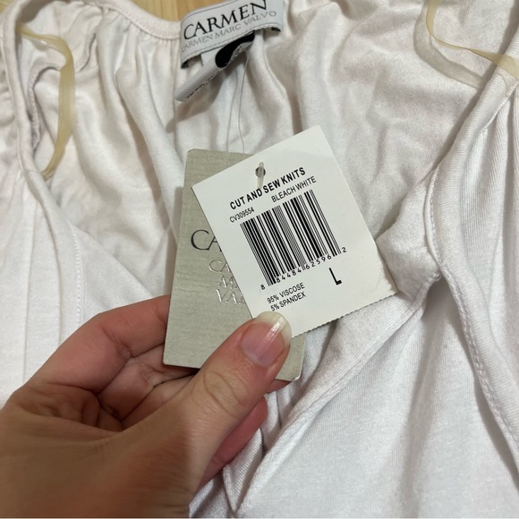 Carmen white New With Tags  tunic blouse with lace-up details on the sleeves L - Picture 5 of 5